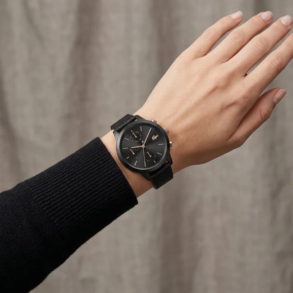 Zoom sur le cadran noir du Lacoste 2001153