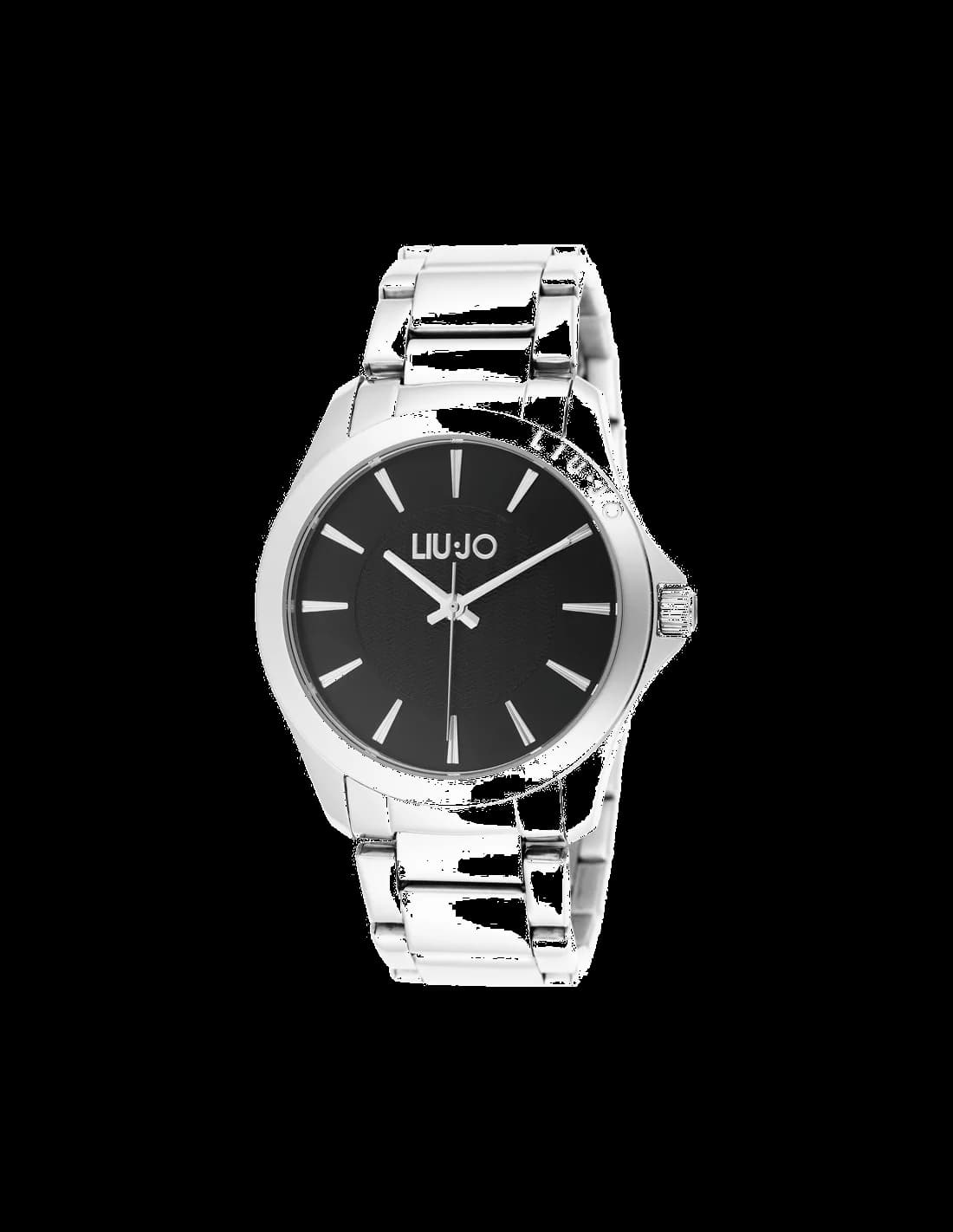 Garde-temps Liu Jo Luxury TLJ812 pour homme, cadran noir et bracelet acier