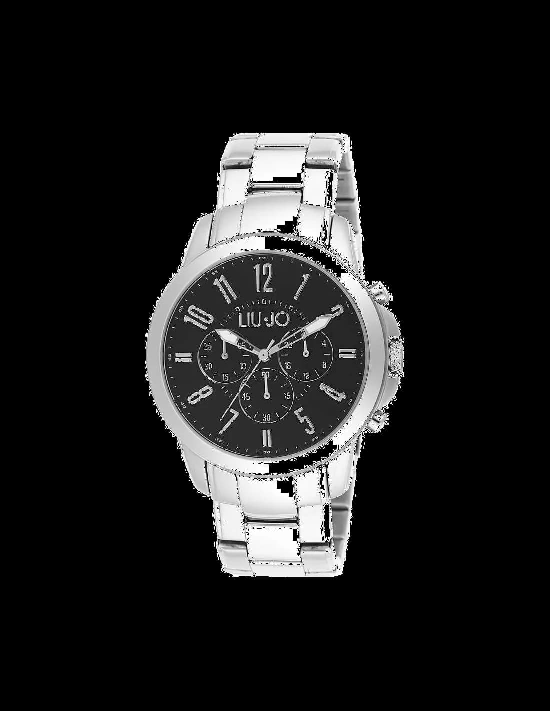 Garde-temps Liu Jo Luxury TLJ828 pour homme, au cadran noir et bracelet acier