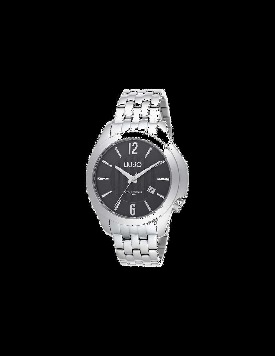 Garde-temps Liu Jo Luxury TLJ963 pour homme, au cadran noir et bracelet acier