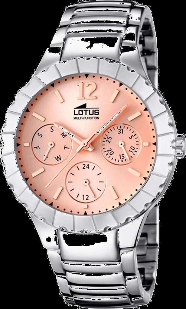 Garde-temps Lotus L15902/3 pour femme, boîtier or rose, bracelet acier argenté
