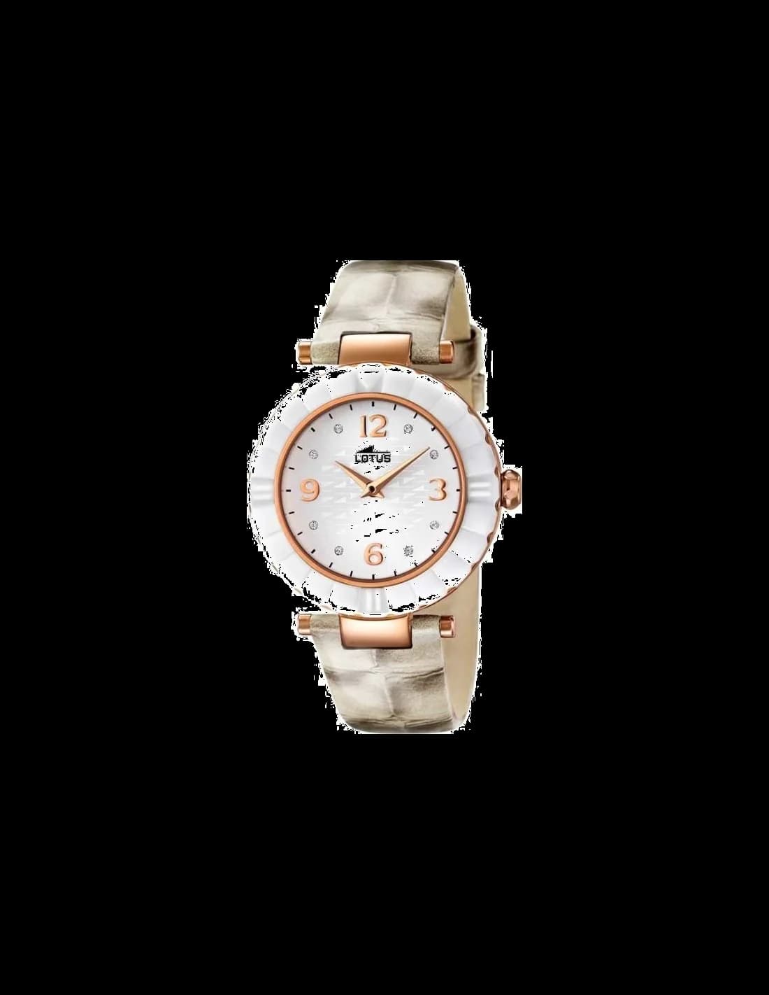 Garde-temps Lotus L15912/2 pour femme, cadran argent et bracelet cuir bicolore