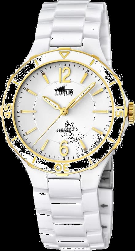 Garde-temps Lotus L15931/2 pour femme, blanc avec bracelet en céramique blanche