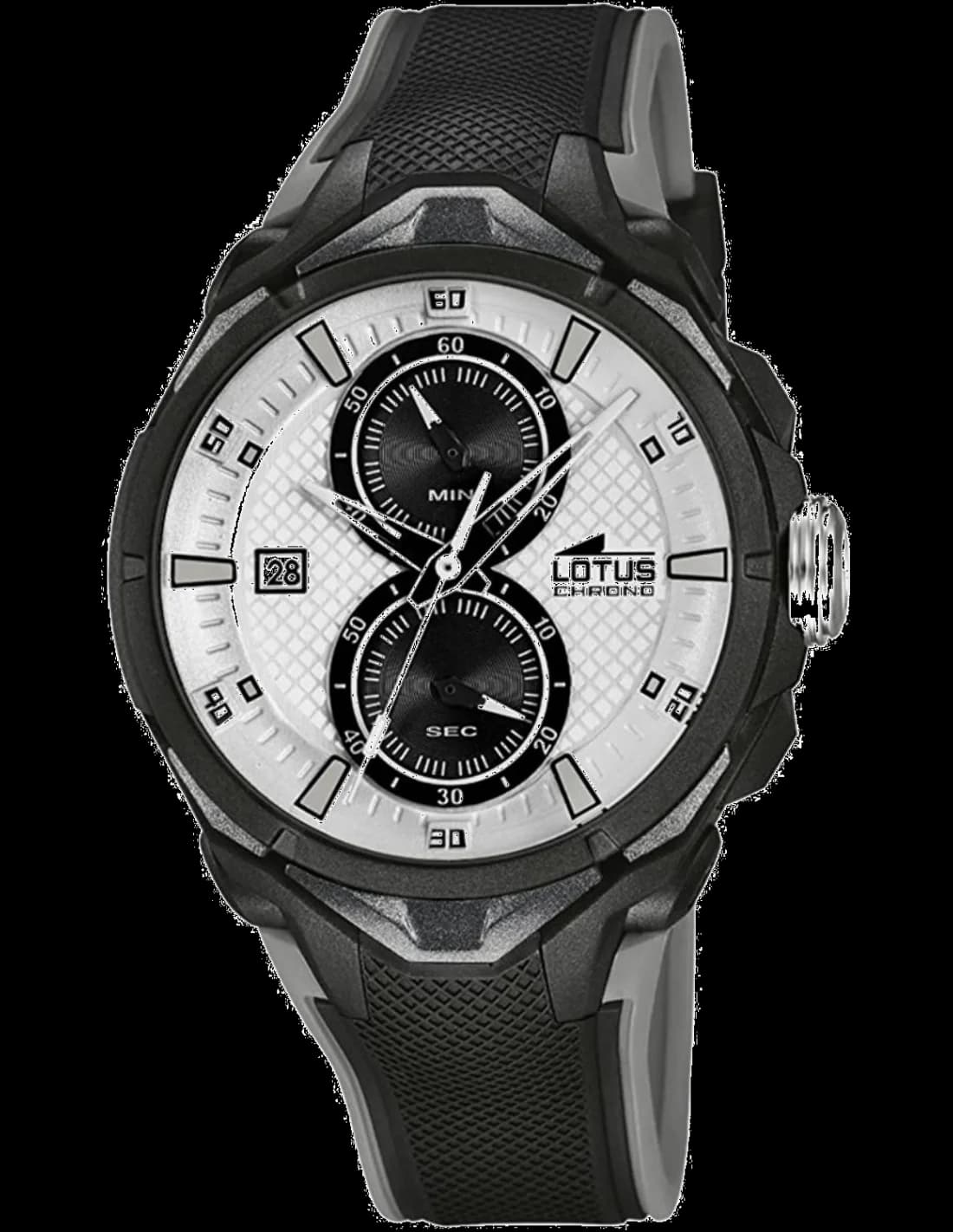 Garde-temps Lotus L18107/1 pour homme, cadran blanc et bracelet silicone noir