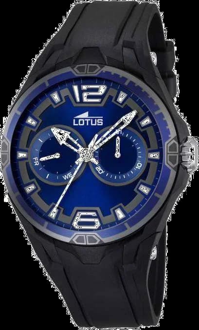 Garde-temps Lotus L18184/1 pour homme, cadran bleu, bracelet silicone noir