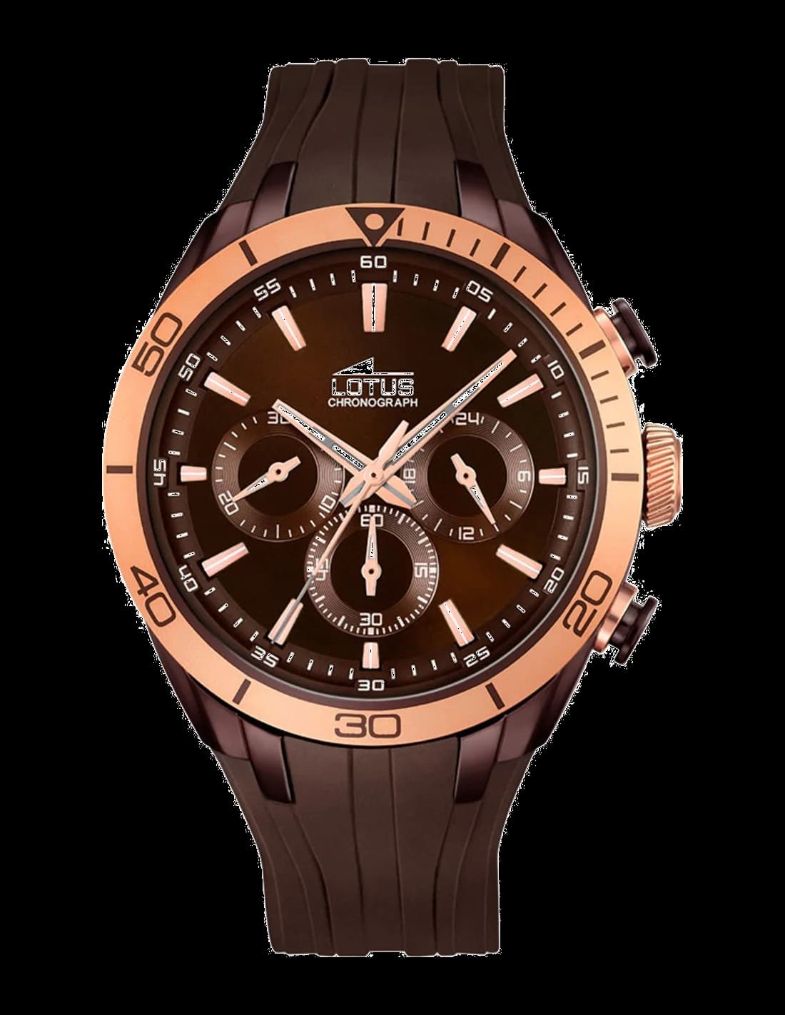 Garde-temps Lotus L18194/1 pour homme, cadran marron, bracelet silicone sport