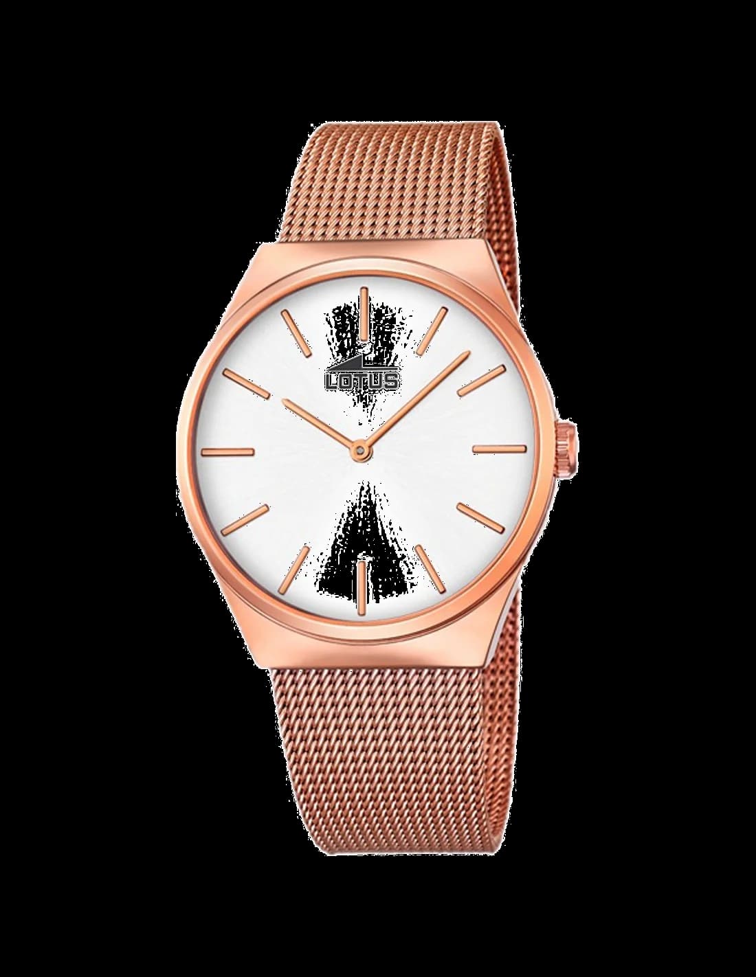 Garde-temps Lotus L18286/1 pour homme, cadran blanc et bracelet acier or rose