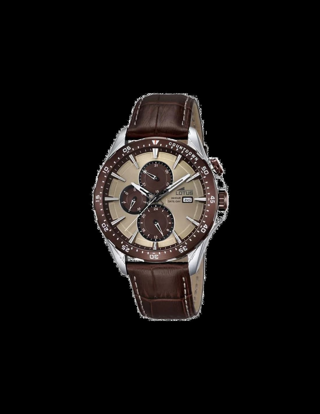 Garde-temps Lotus L18312/2 pour homme, cadran marron, bracelet cuir marron