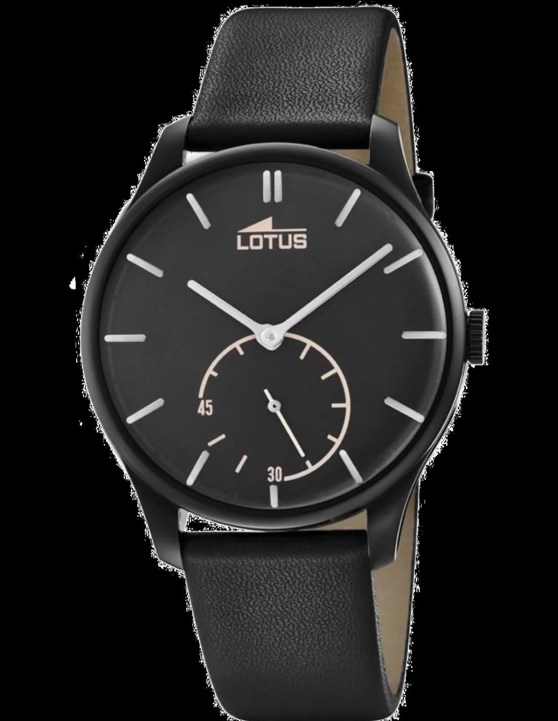 Garde-temps Lotus L18360/1 pour homme, cadran noir, bracelet cuir