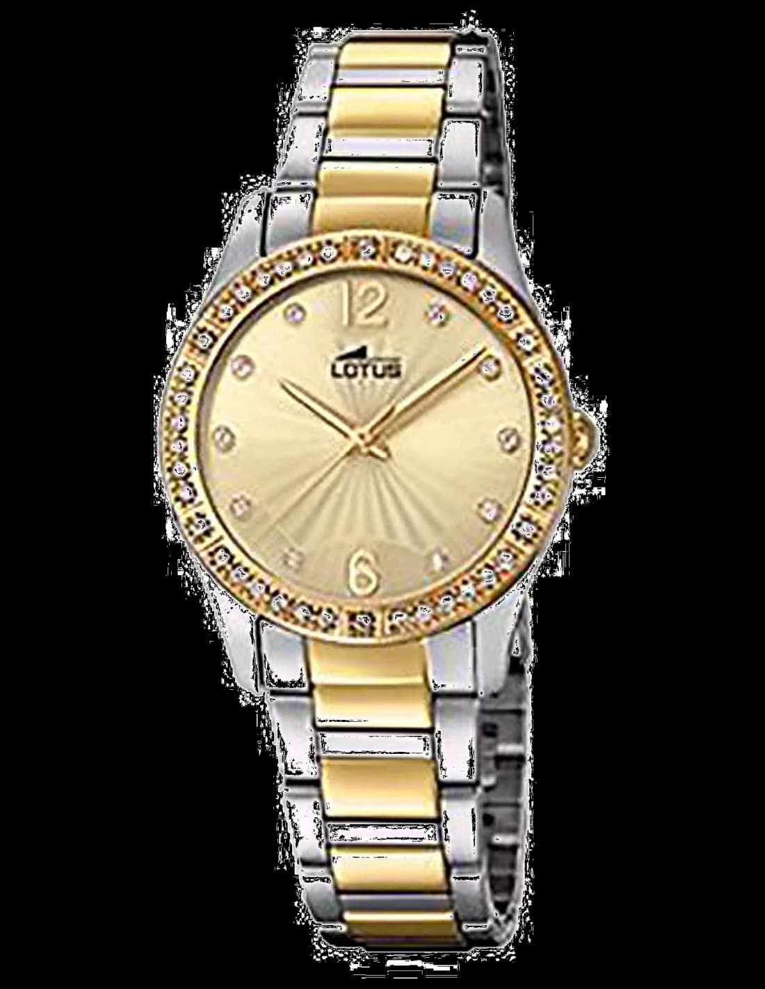 Garde-temps Lotus L18384/1 pour femme, cadran or bicolore sur bracelet acier bicolore
