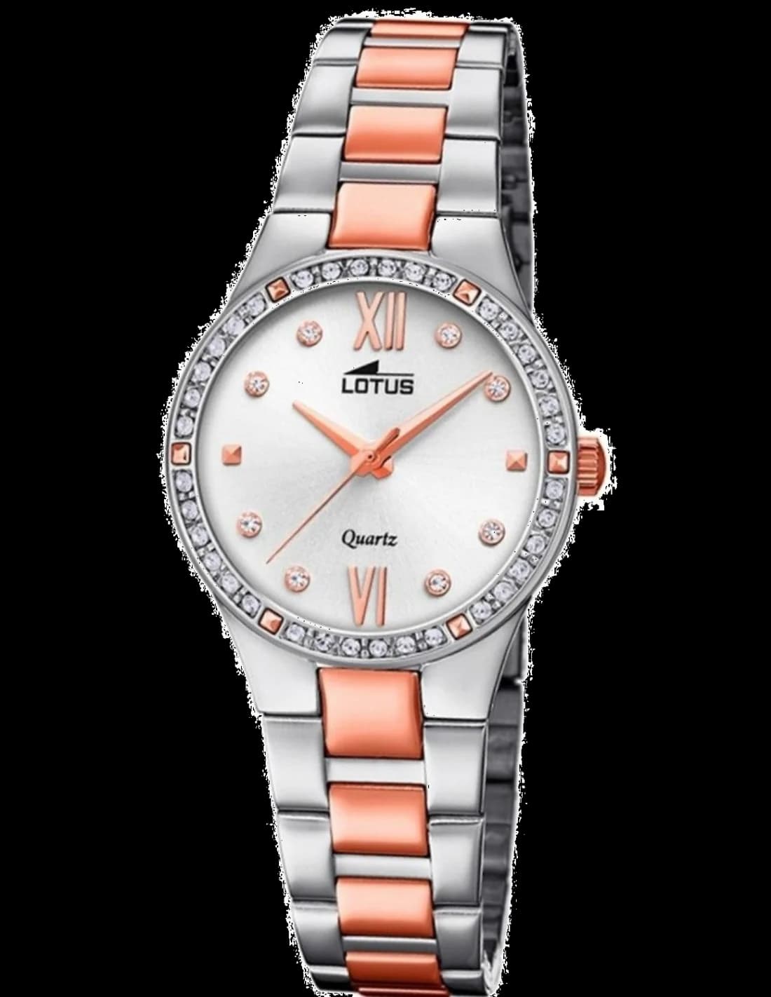 Garde-temps Lotus L18461/2 pour femme, cadran blanc, bracelet acier, finition or rose