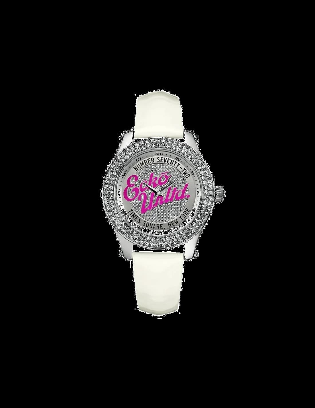 Garde-temps Marc Ecko E10038M2 pour femme, cadran argent, bracelet cuir blanc