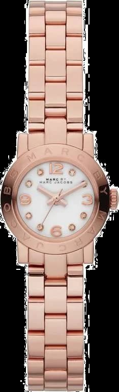 Garde-temps Marc Jacobs MBM3227 pour femme, cadran blanc, bracelet acier Or Rose et diamants