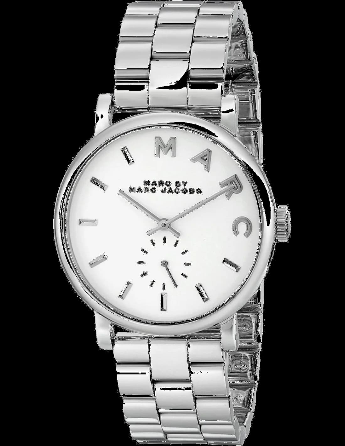 Garde-temps Marc Jacobs MBM3242 pour femme, acier poli, cadran blanc