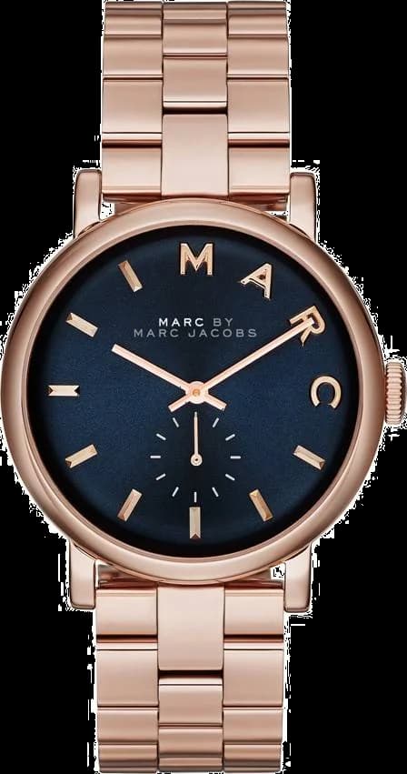 Garde-temps Marc Jacobs MBM3330 pour femme, bleu avec bracelet acier doré rose