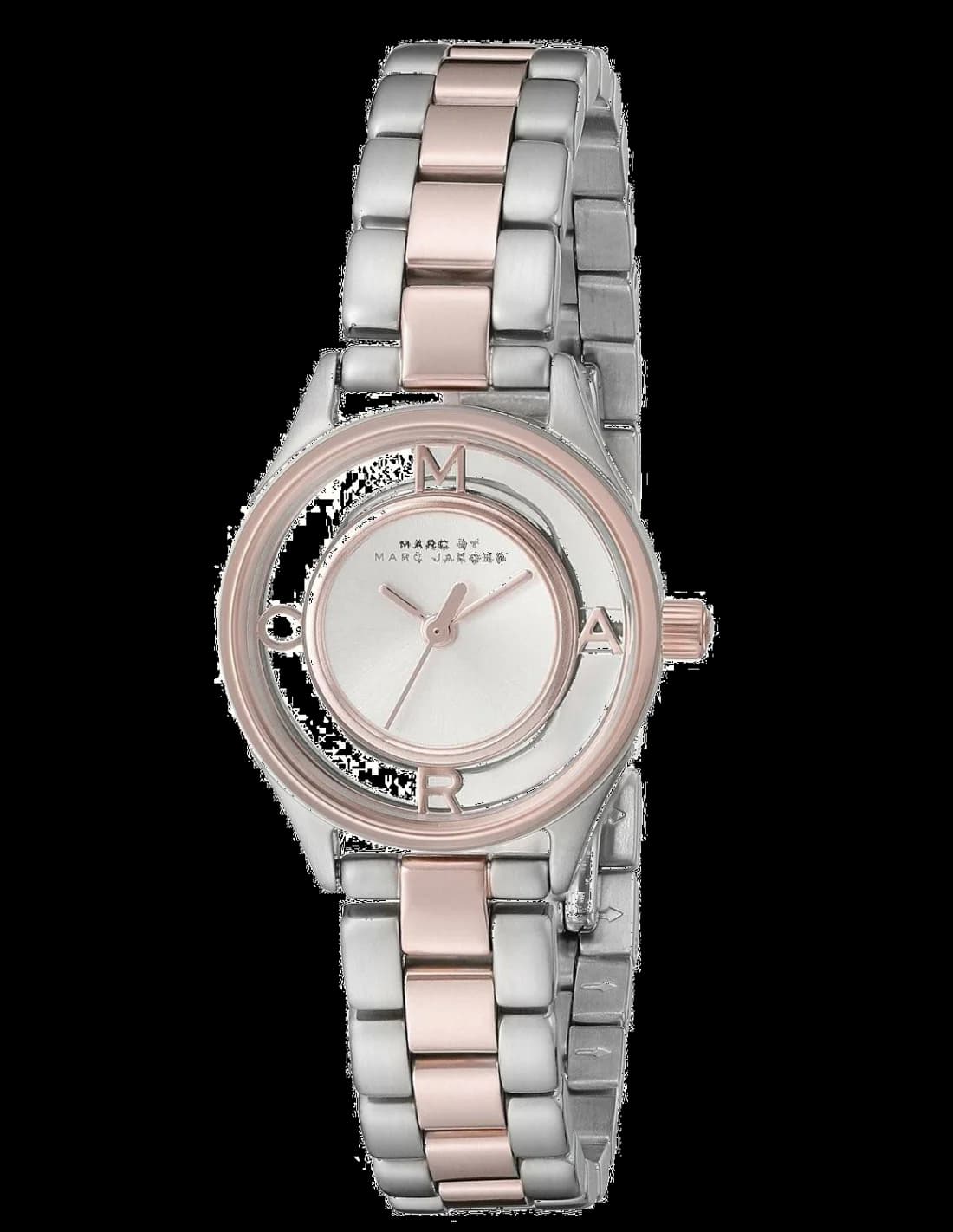 Garde-temps Marc Jacobs MBM3418 pour femme, cadran argent or rose, bracelet acier
