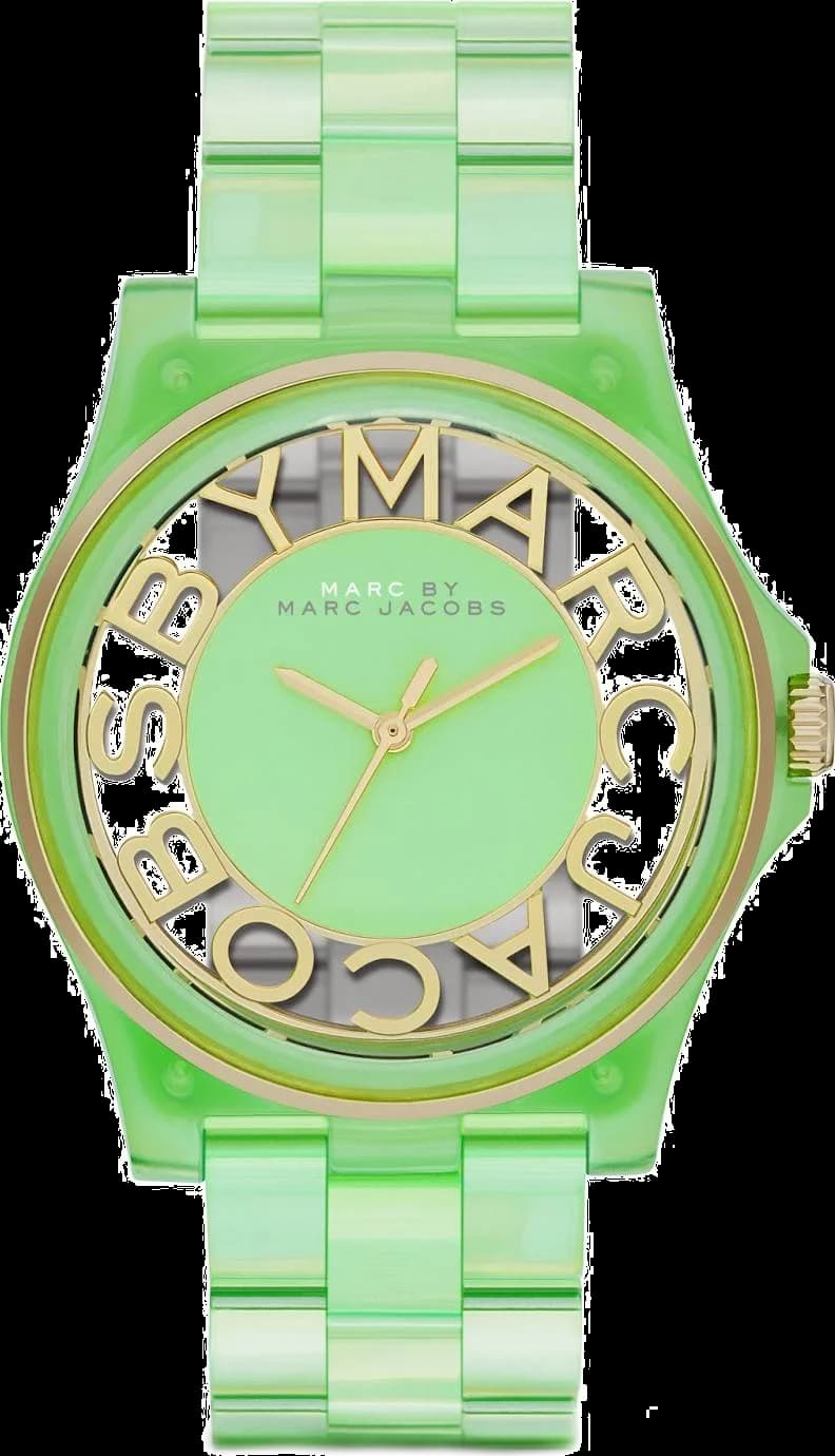 Garde-temps Marc Jacobs MBM4569 pour femme, cadran vert transparent bracelet acier