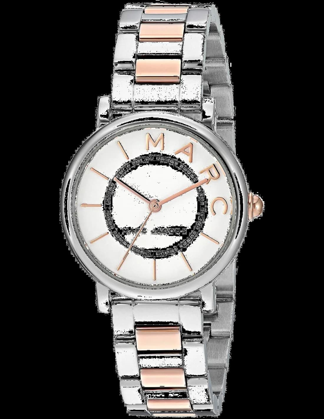 Garde-temps Marc Jacobs MJ3553 pour femme, cadran blanc et bracelet acier bicolore or rose