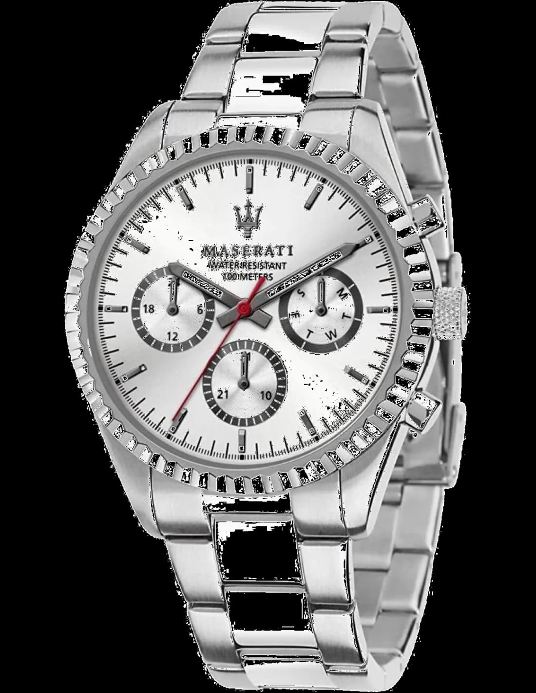 Garde-temps Maserati R8853100018 pour homme, cadran argent bracelet acier inoxydable