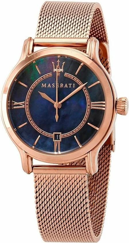 Garde-temps Maserati R8853118503 pour femme, cadran bleu, bracelet maille milanaise RG