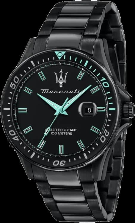 Garde-temps Maserati R8853144001 pour homme, cadran noir, bracelet acier noir