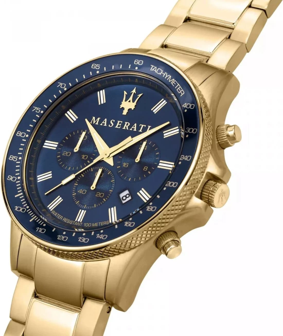 Zoom sur le cadran bleu du Maserati R8873640008