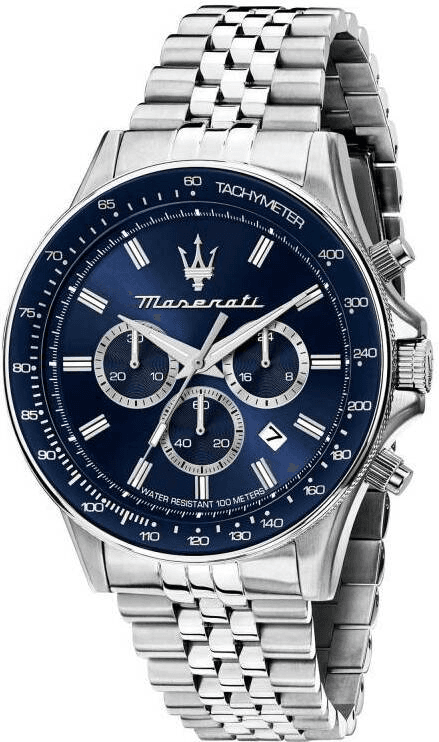 Garde-temps Maserati R8873640025 pour homme, argentée au cadran bleu sportif