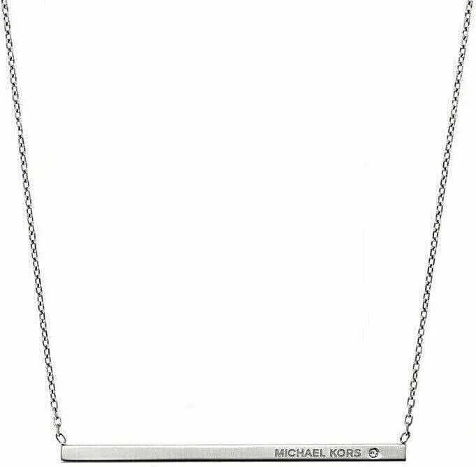 Collier Michael Kors Heritage avec barre pendante 3D en acier inoxydable argenté