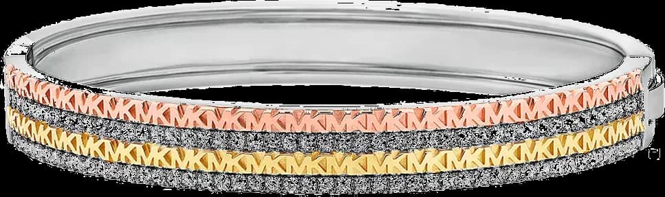 Garde-temps Michael Kors MKC1578AN998 pour femme, bracelet jonc monogramme tricolore argent plaqué or