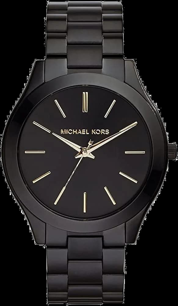 Garde-temps Michael Kors MK3221 pour unisexe, minimaliste cadran noir bracelet acier noir