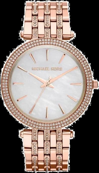 Garde-temps Michael Kors MK3220 pour femme, cadran nacre, brillants, acier or rose