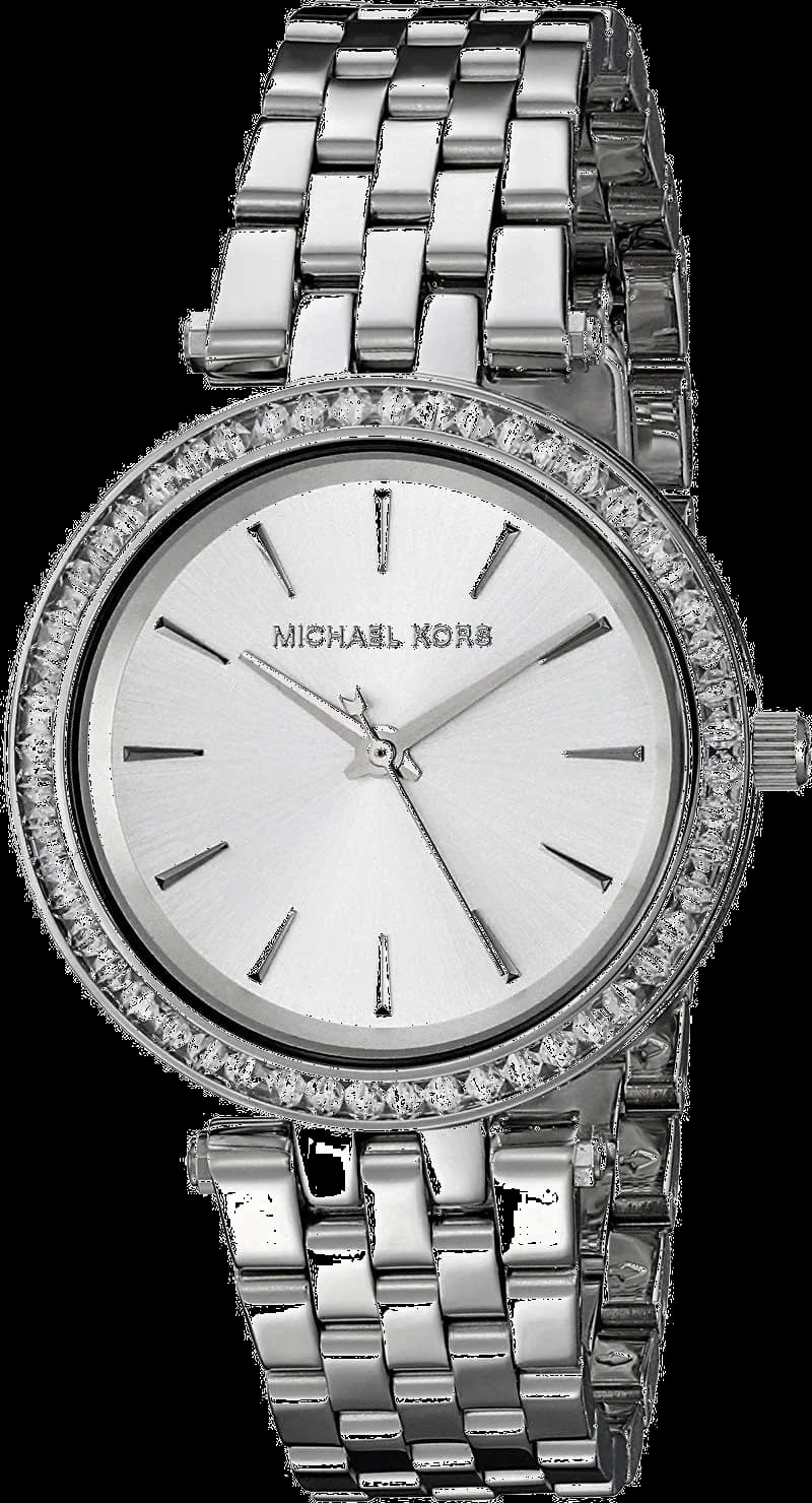 Garde-temps Michael Kors MK3364 pour femme, cadran argent avec brillants et bracelet acier