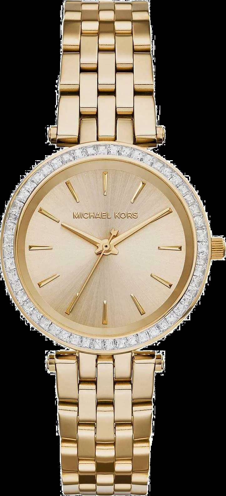 Garde-temps Michael Kors MK3365 présentant cadran blanc argenté avec index dorés et aiguilles dauphines