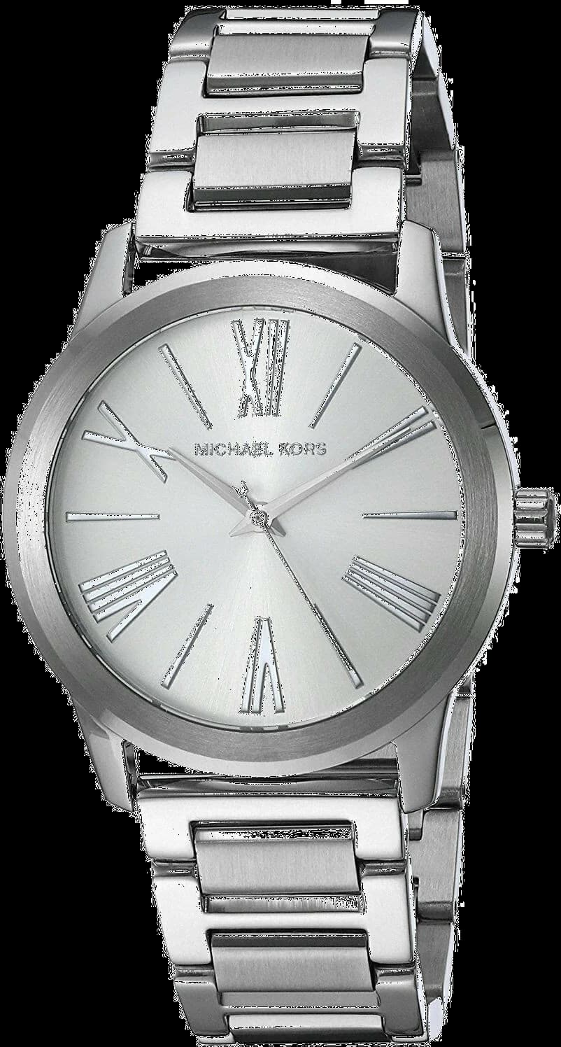 Garde-temps Michael Kors MK3489 pour femme, cadran argent et bracelet acier