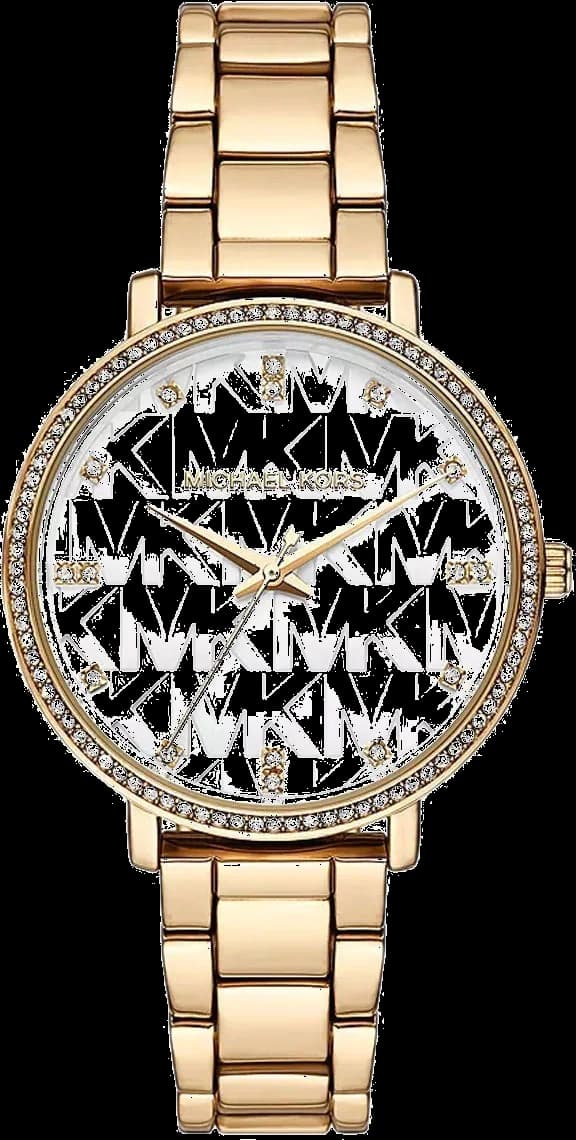Garde-temps Michael Kors MK4666 pour femme, cadran blanc, bracelet acier doré