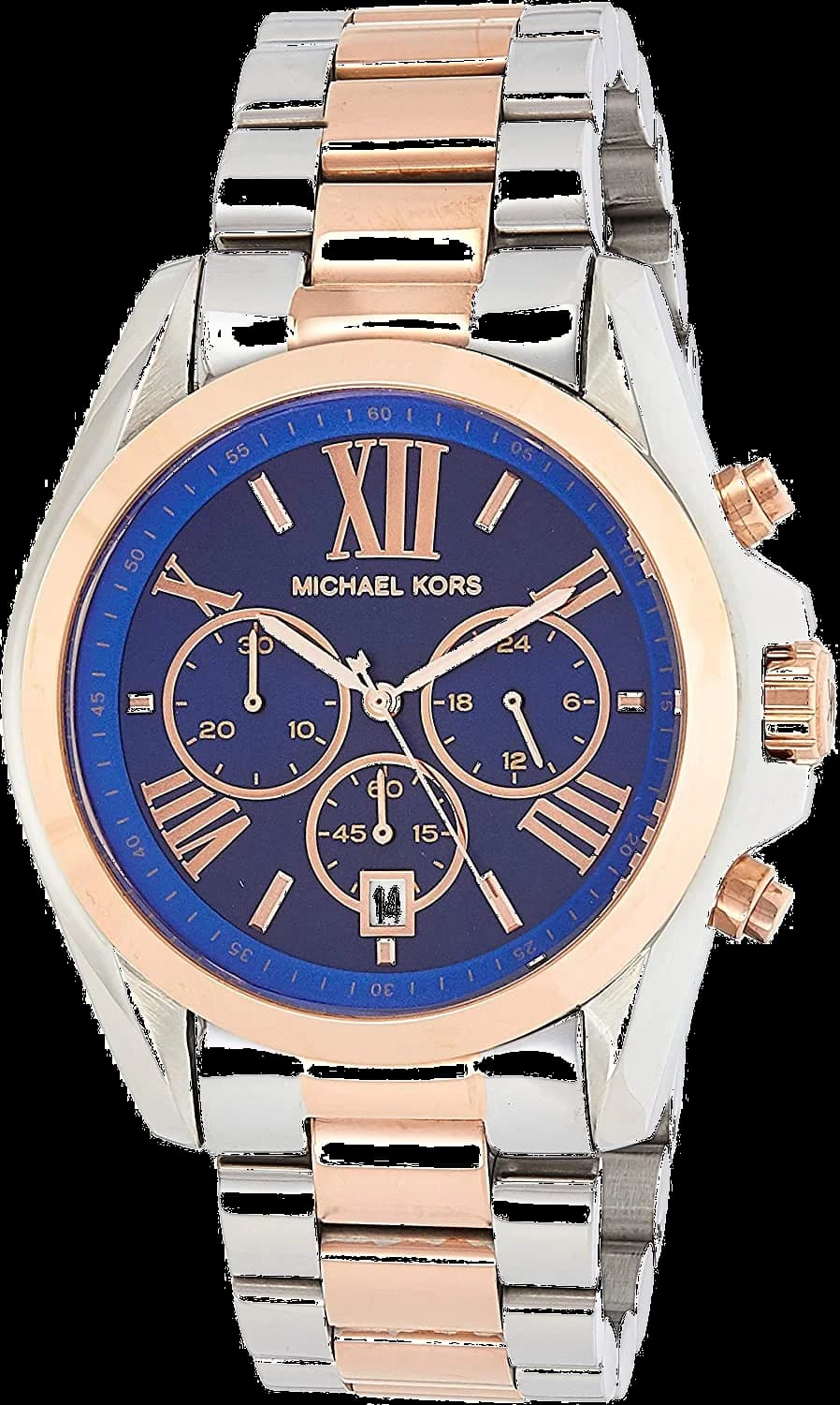 Garde-temps Michael Kors MK5606 pour femme, bleu sur bracelet acier bradshaw