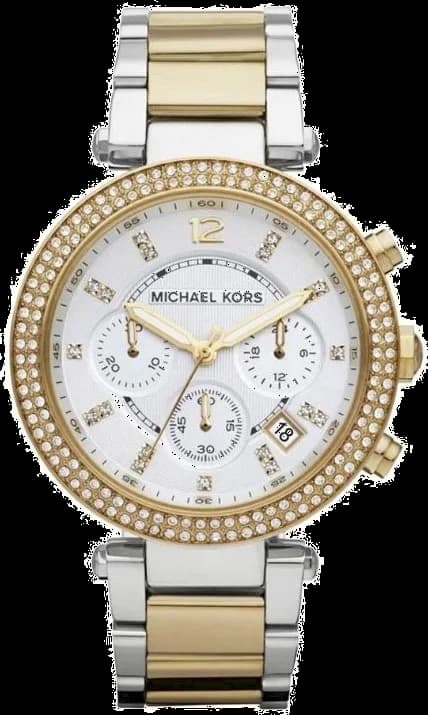 Garde-temps Michael Kors MK5626 pour femme, chronographe cadran blanc bracelet bicolore