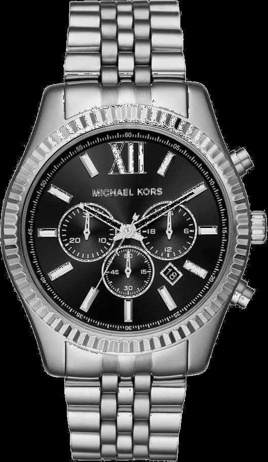 Garde-temps Michael Kors MK5708 pour unisexe, cadran noir, bracelet acier, chronographe sportif