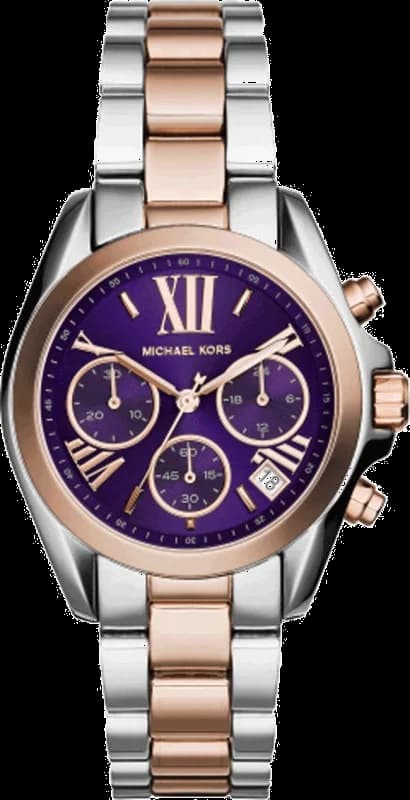 Garde-temps Michael Kors MK6074 pour femme, cadran bleu et bracelet or rose Bradshaw