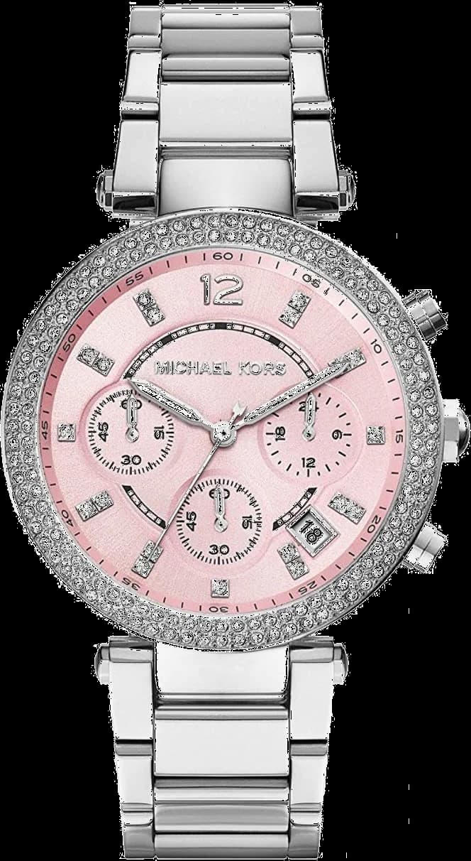 Garde-temps Michael Kors MK6105 pour femme, cadran rose, bracelet acier, chronomètre sport