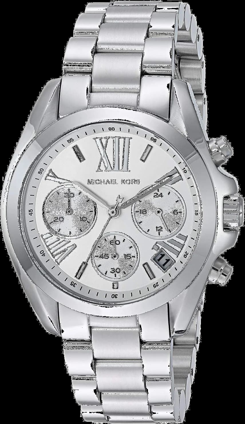 Garde-temps Michael Kors MK6174 pour femme, cadran argent, chronographe, bracelet acier argenté