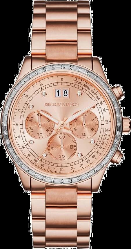 Garde-temps Michael Kors MK6204 pour femme, chronomètre or rose et cadran assorti