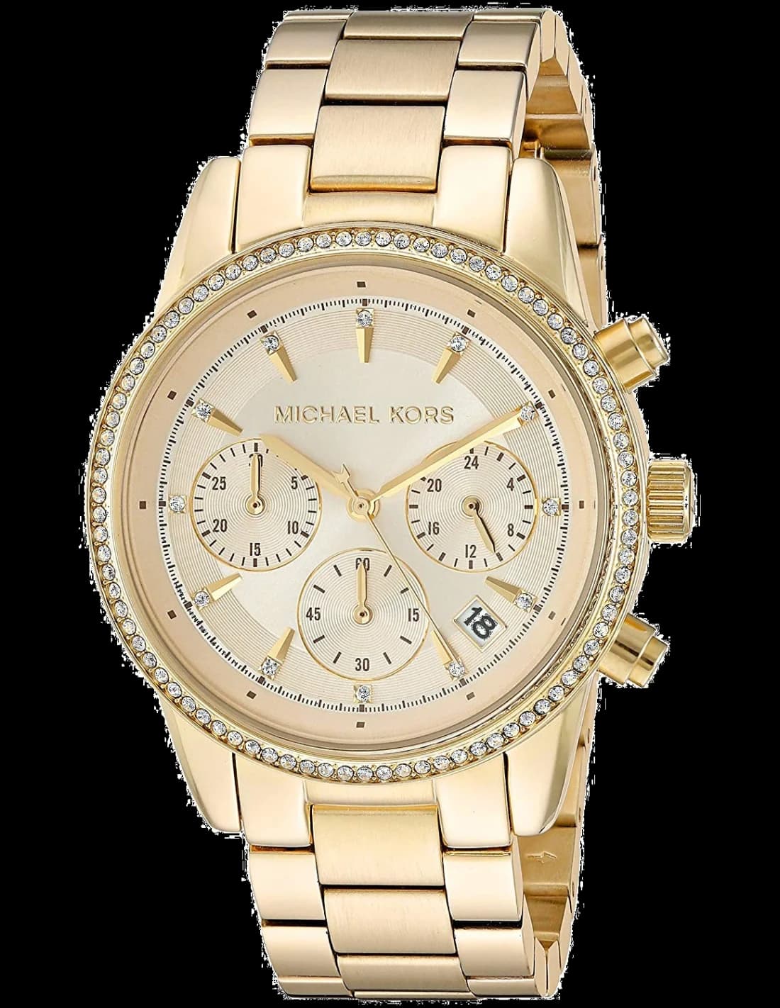 Garde-temps Michael Kors MK6356 pour femme, au cadran or et cristaux Ritz