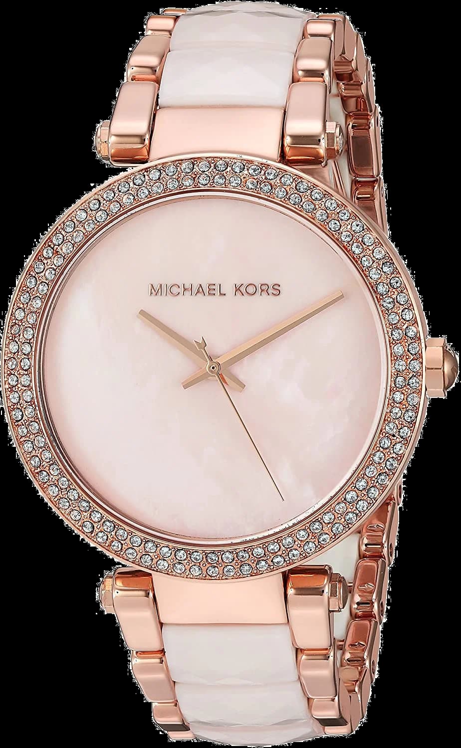 Garde-temps Michael Kors MK6402 pour femme, rose délicat, cadran rose sur bracelet acier bicolore