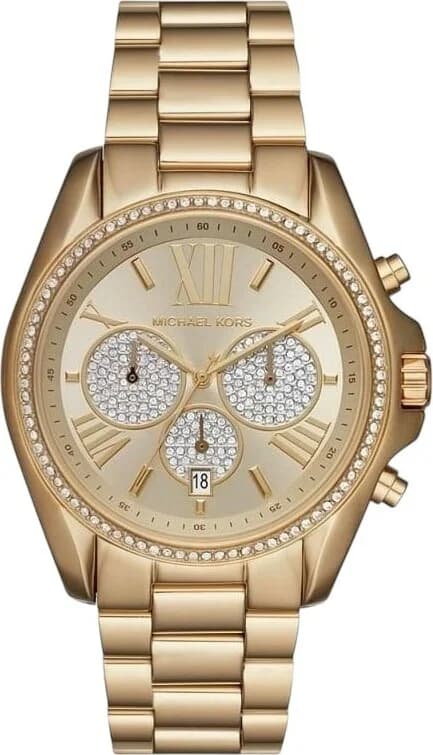 Garde-temps Michael Kors MK6538 pour femme, Bradshaw acier doré chronographe cadran or