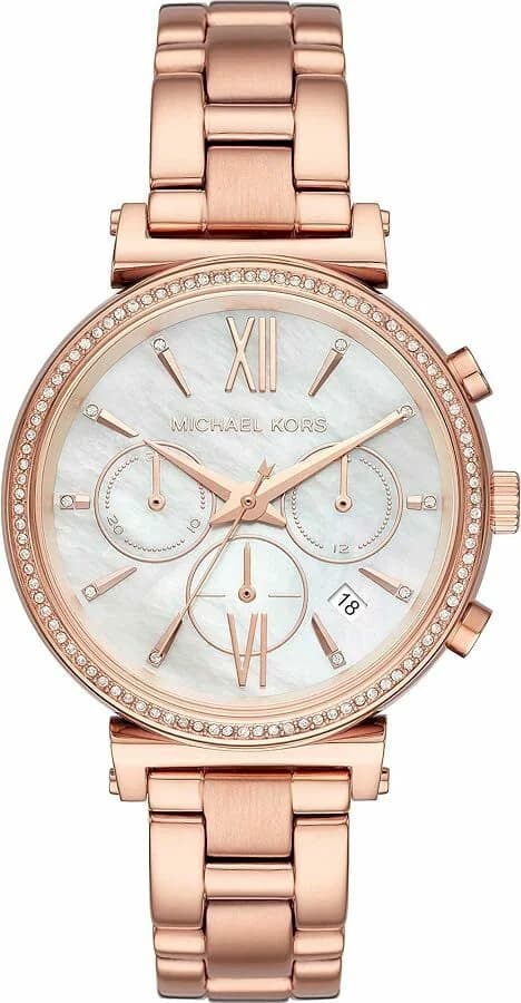 Garde-temps Michael Kors MK6576 pour femme, cadran nacre sur bracelet acier