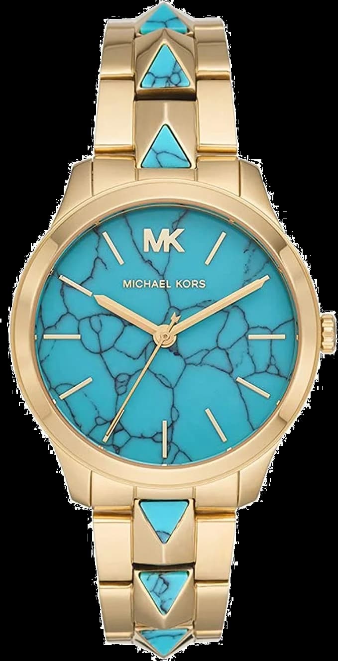 Garde-temps Michael Kors MK6670 pour femme, cadran turquoise, bracelet acier brossé