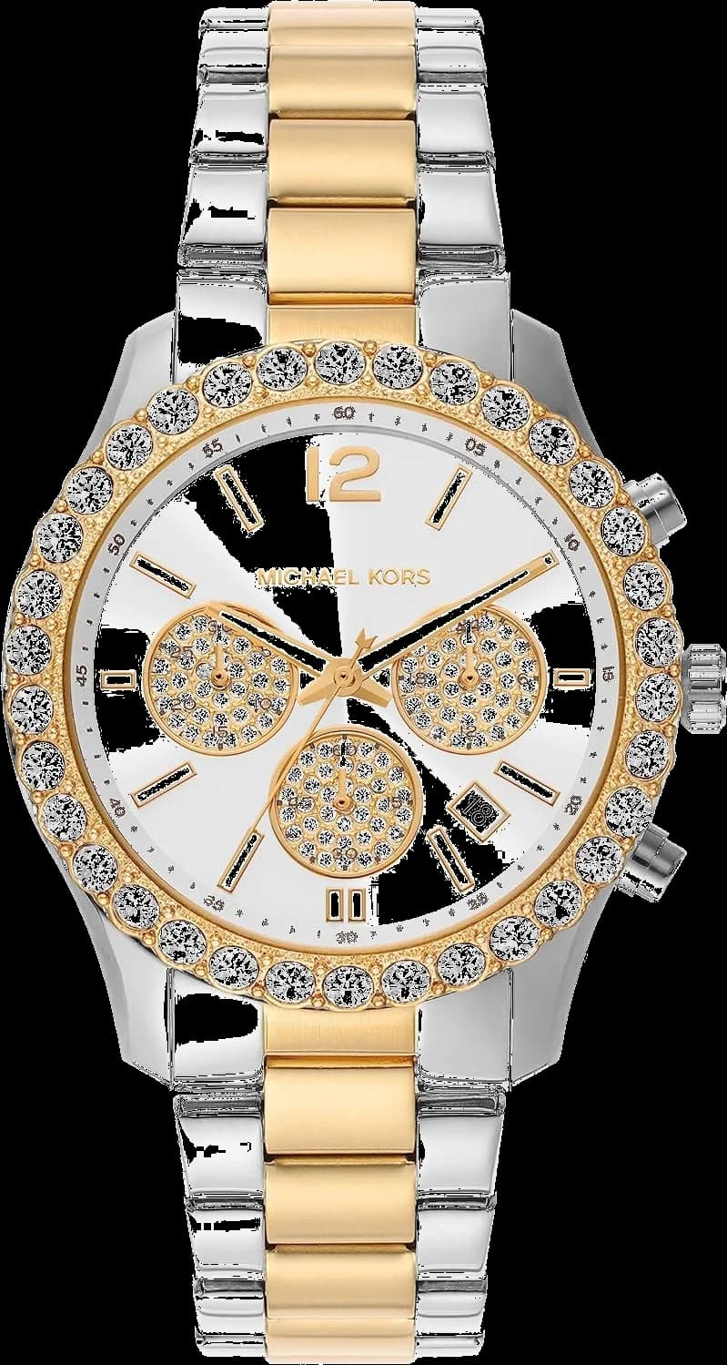 Garde-temps Michael Kors MK7415 pour femme, argenté avec chronographe sur bracelet acier
