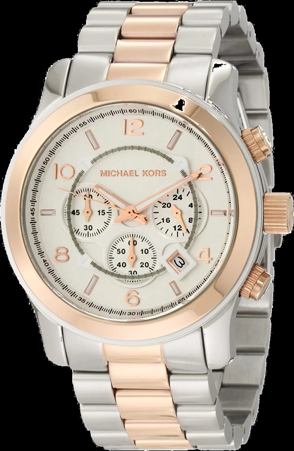 Garde-temps Michael Kors MK8176 pour homme, cadran blanc, bracelet acier
