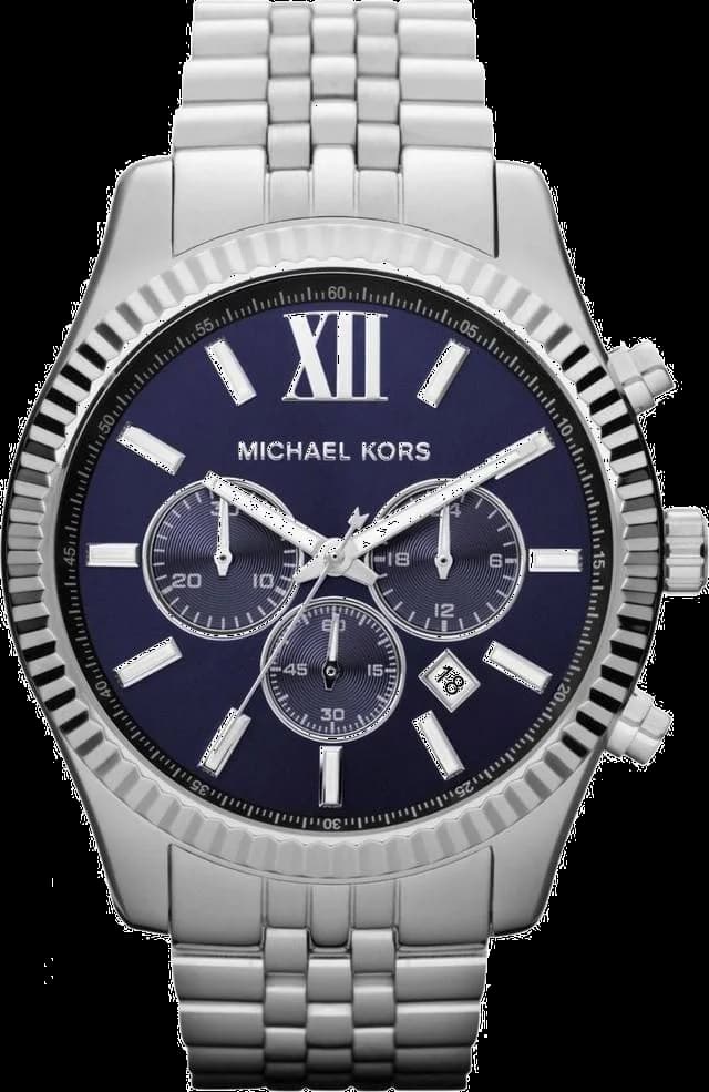 Garde-temps Michael Kors MK8280 pour homme, cadran bleu, bracelet acier chronographe